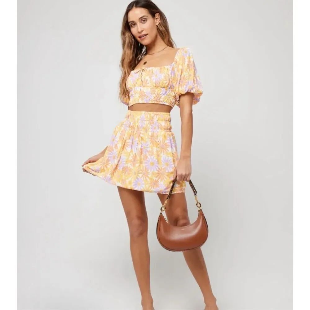 L*Space S Printed Jax Skirt in Oopsie Daisy- like new